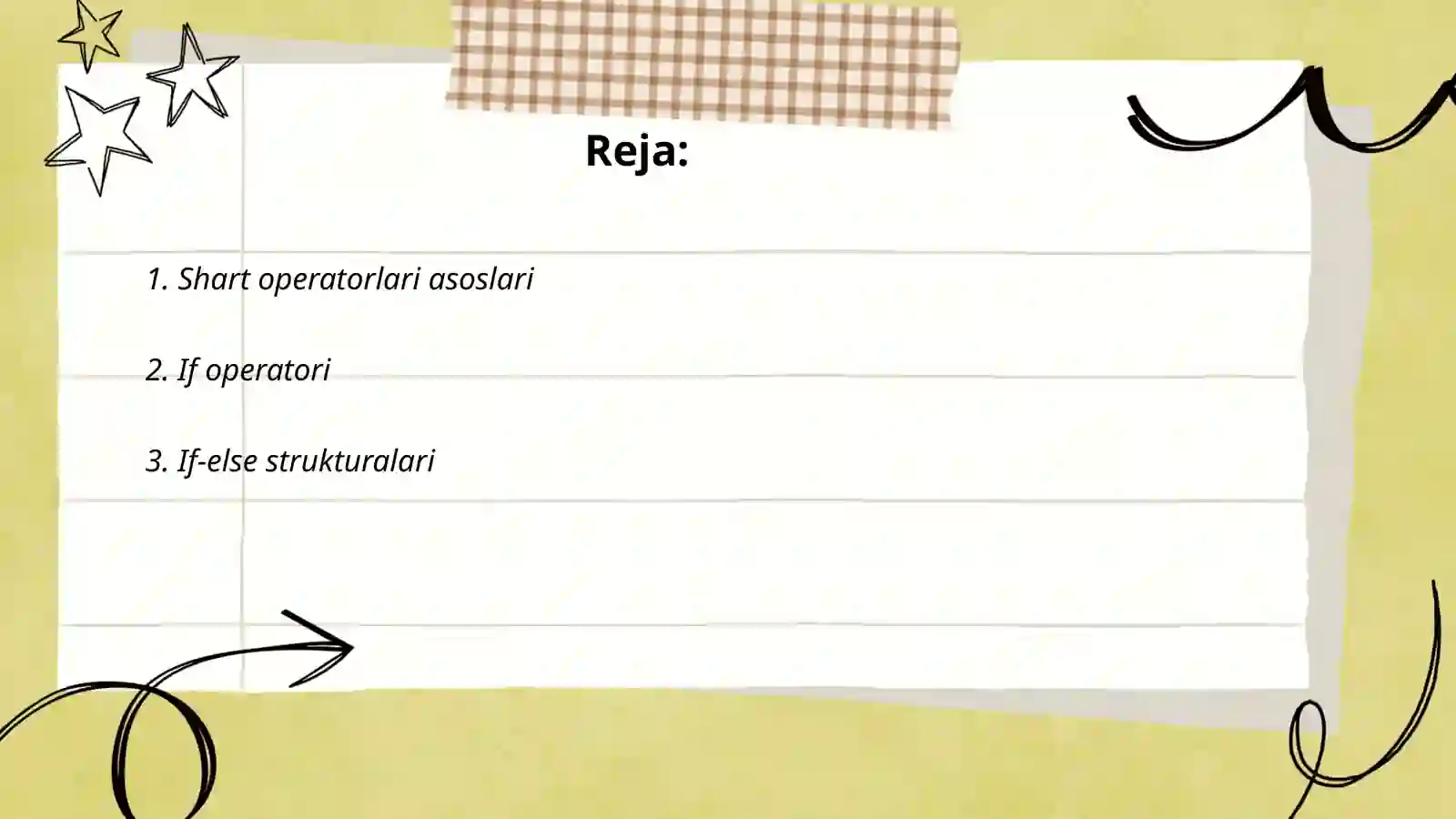 Shart operatorlari asoslari 2