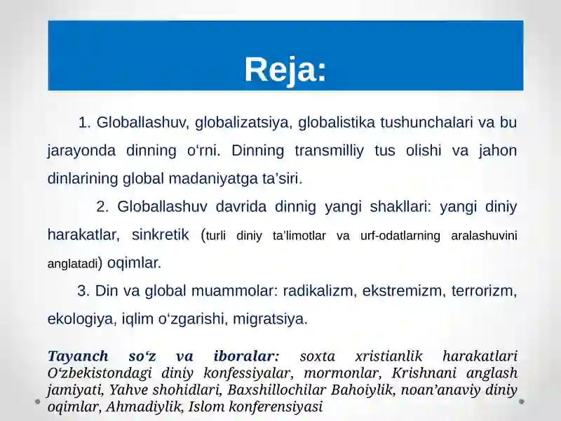 GLOBALLASHUV VA DIN 2