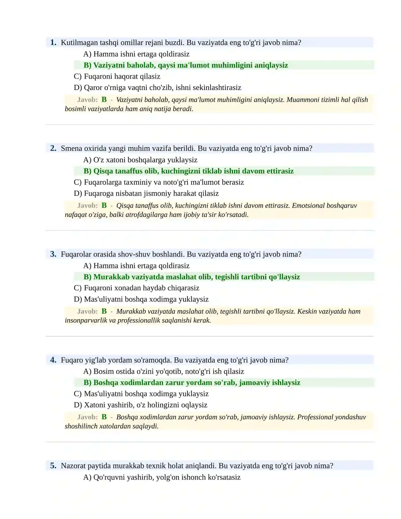 BOJXONA XIZMATIGA ISHGA KIRISH PSIXOLOGIK SINOV Testlari 2