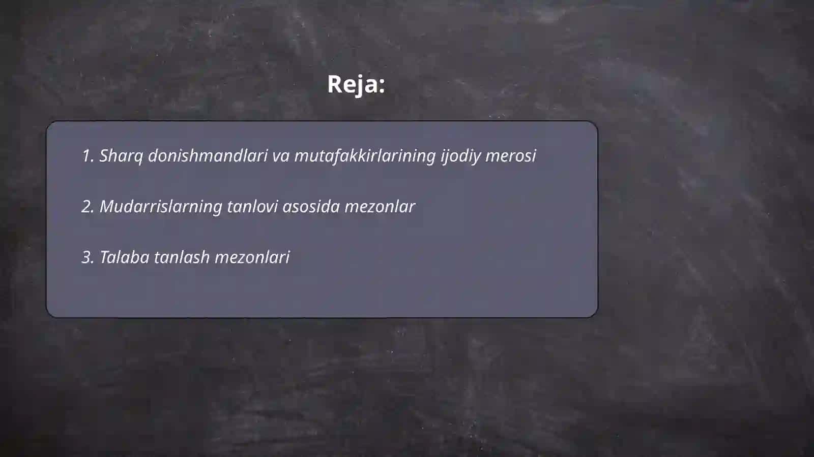 Sharq donishmandlari va mutafakkirlarning ijodiy merosida mudarrislarni tanlash, ularga qoʻyilgan talab, ularning mahorati, muloqot va muomala madaniyati 2