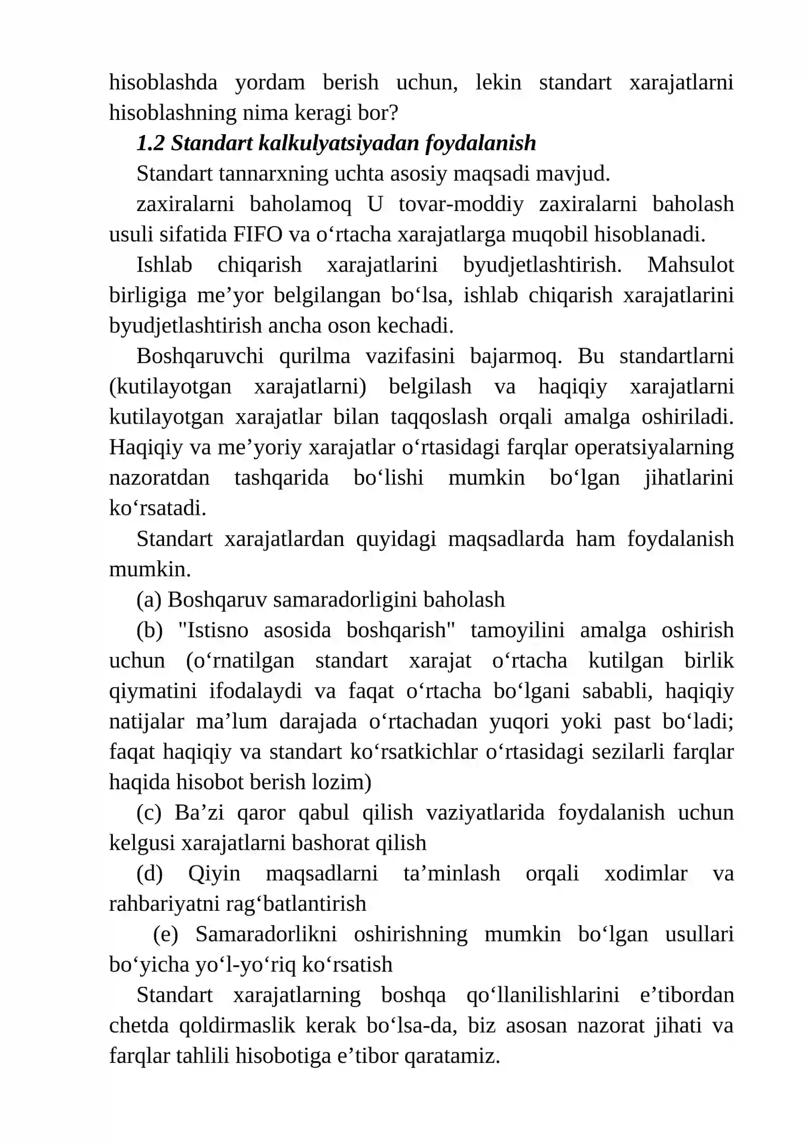 Byudjetlashtirish va standart kalkulyatsiya 2