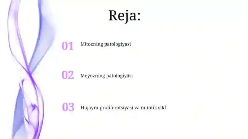 Hujayra proliferatsiyasi.Hujayraning mitotik sikli.Mitoz va meyozning patologiyasi 2
