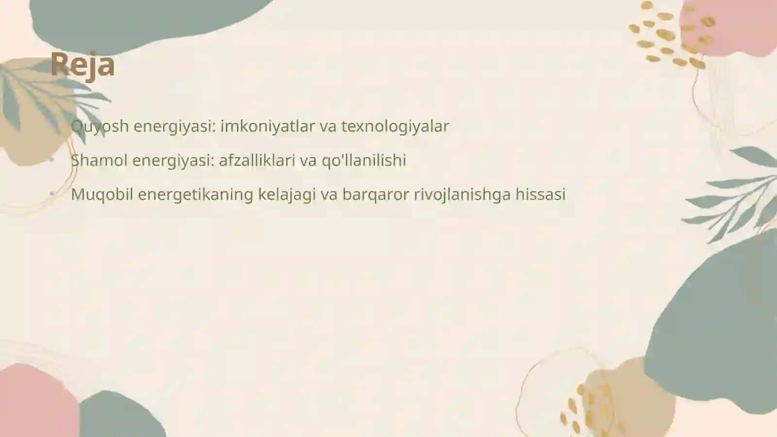 Energetika ishlab chiqarishning muqobil usuli 2