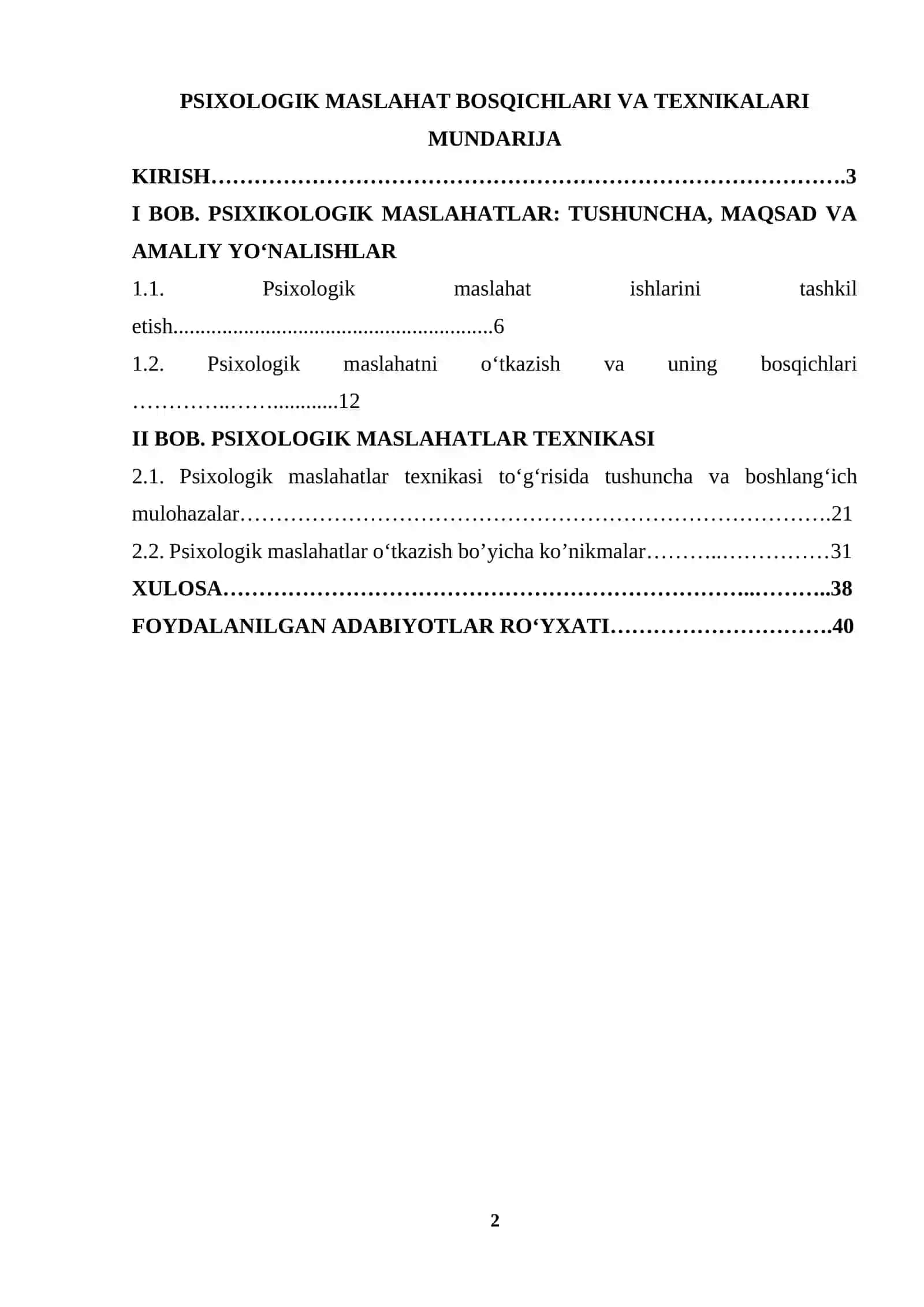 PSIXOLOGIK MASLAHAT BOSQICHLARI VA TEXNIKALARI 2