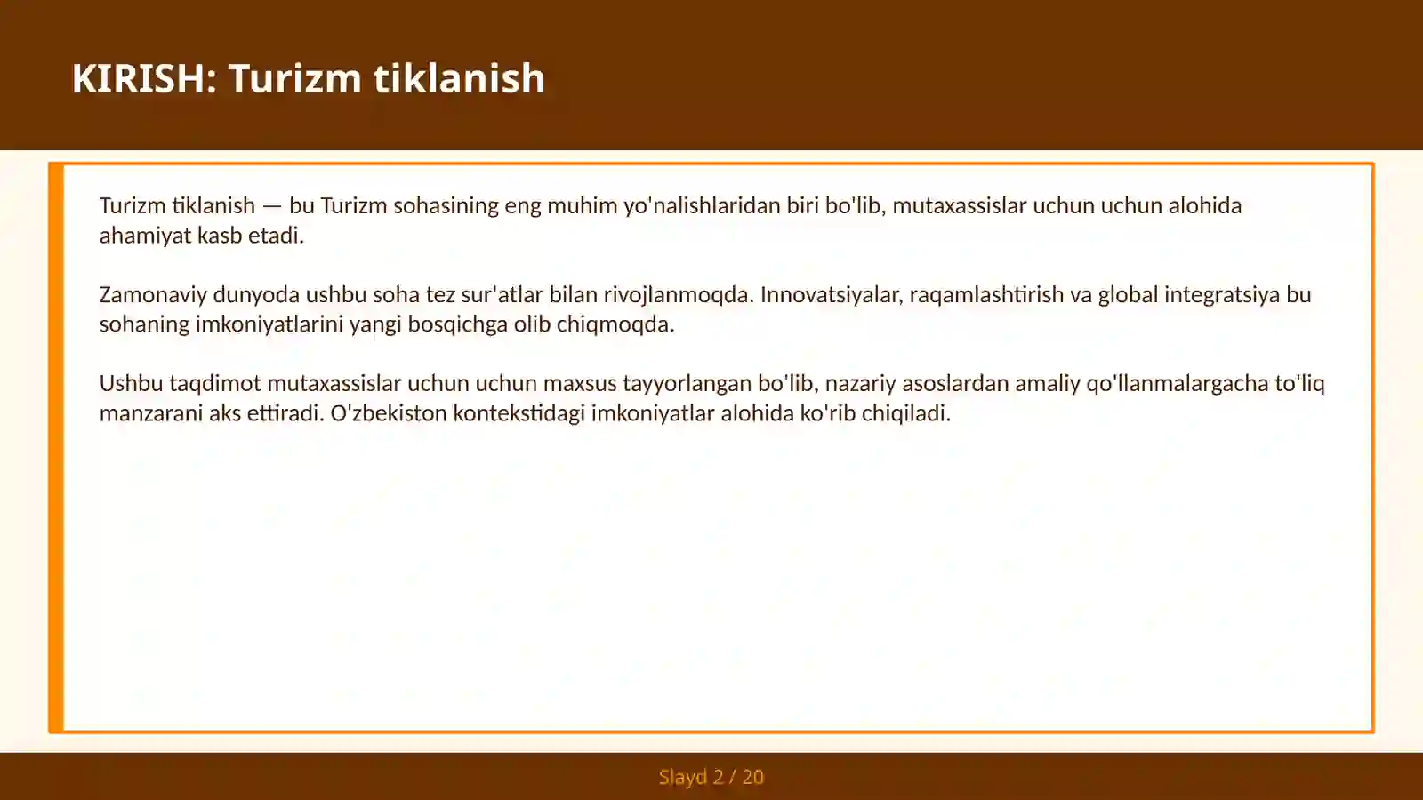 Turizm tiklanish 2