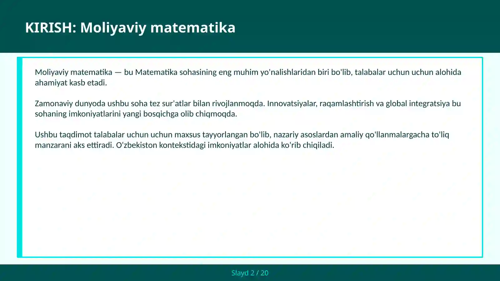 Moliyaviy matematika 2