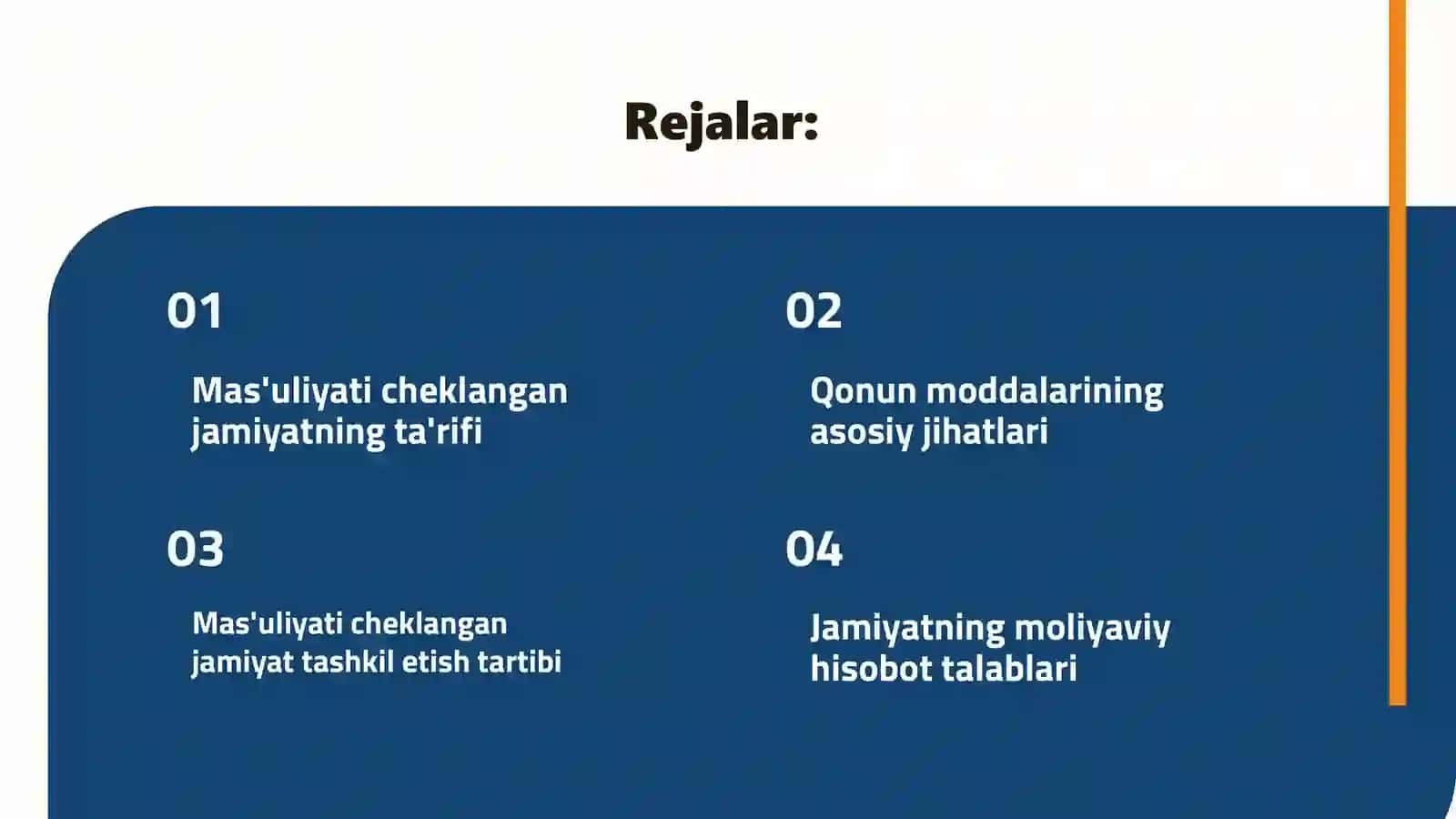 Mas'uliyati cheklangan jamiyat tõgʻrisidagi qonunining 1-28-moddalari. 2