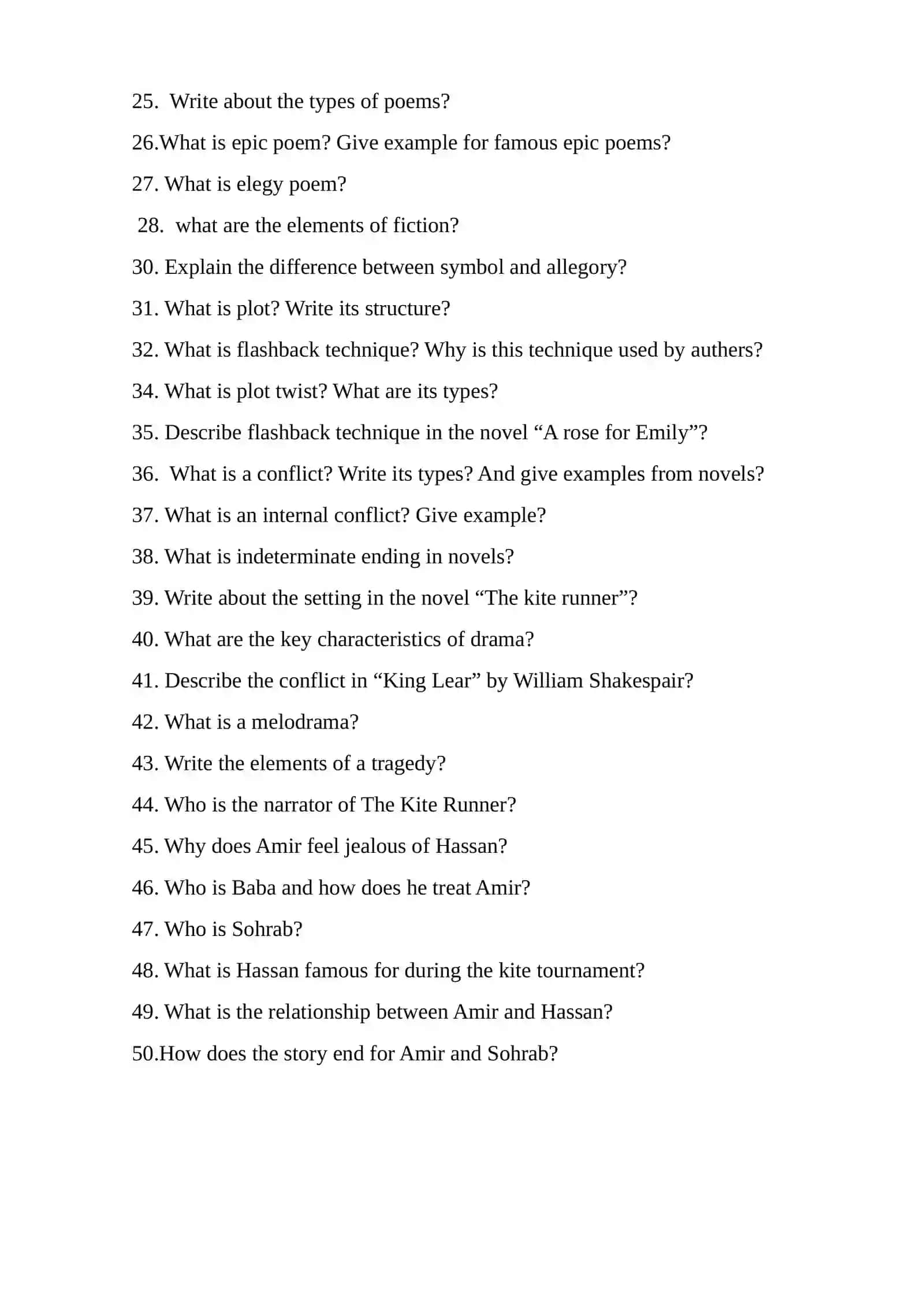 Midterm questions on Literature 2