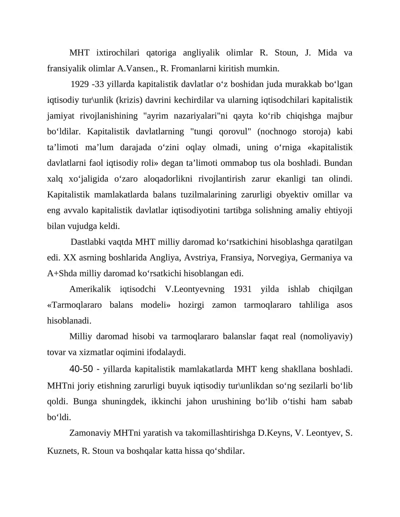 Milliy hisoblar tizimi fanining mohiyati va rivojlanish tarixi 2
