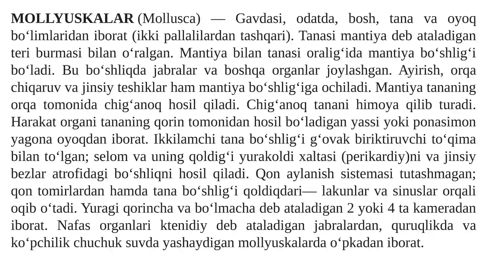 MOLLYUSKALAR(Mollusca) 2