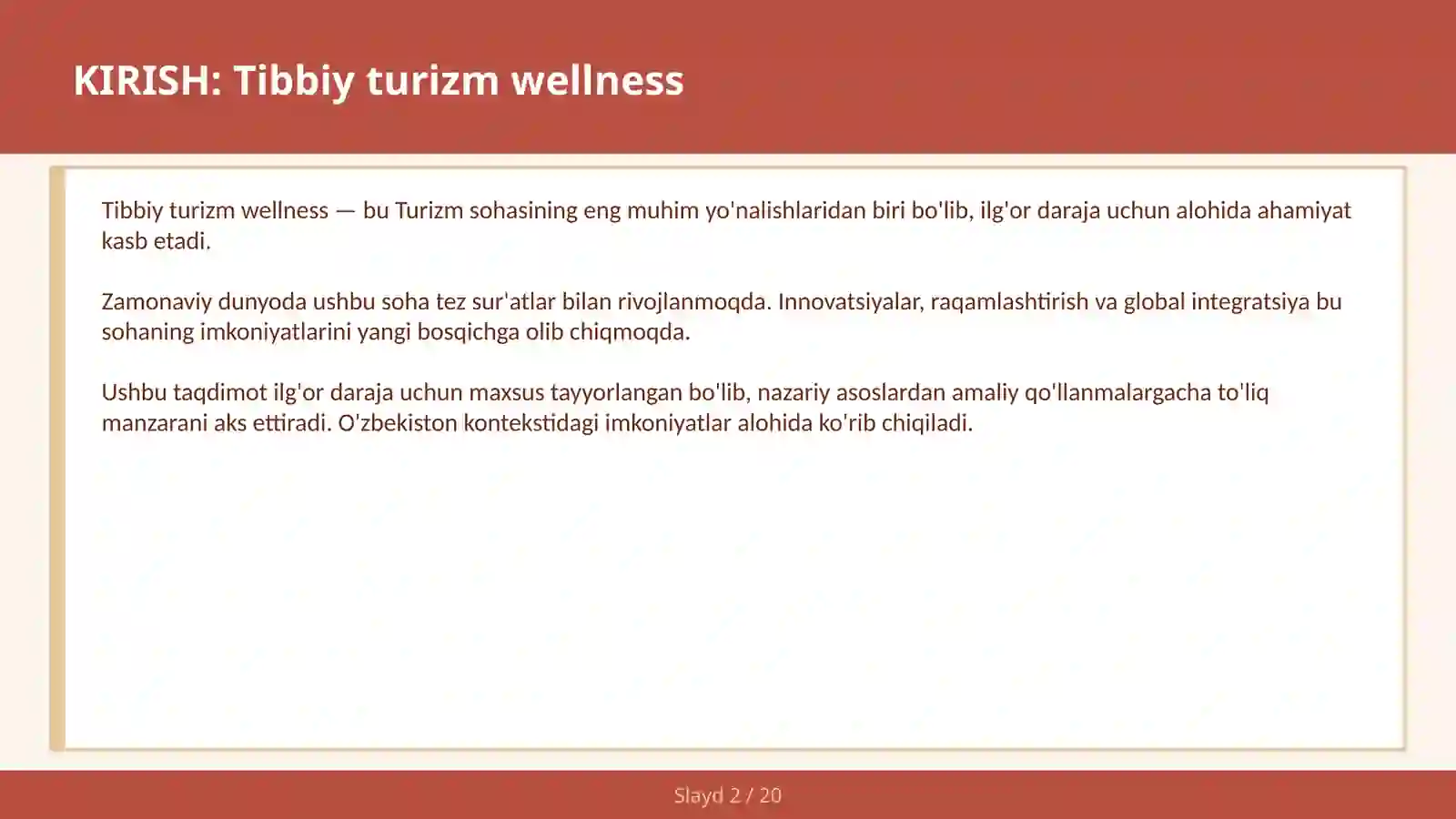 Tibbiy turizm wellness 2