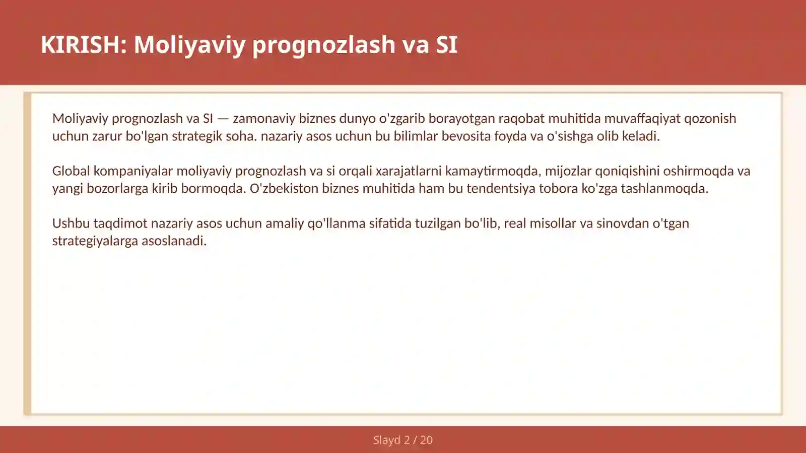 Moliyaviy Prognozlash va SI 2