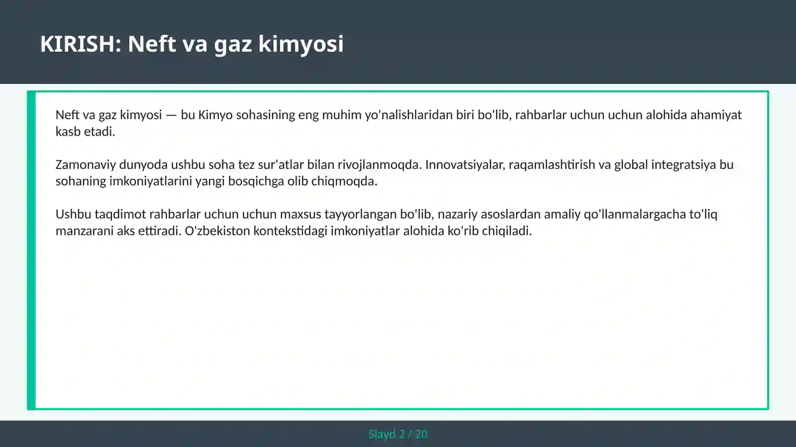 Neft va gaz kimyosi 2