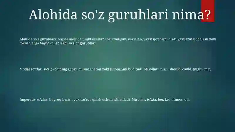 Alohida Guruh SoʻZlar 2