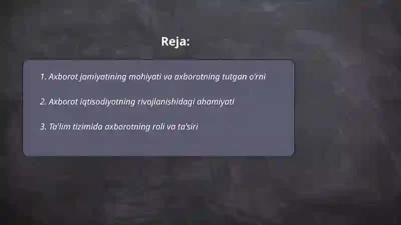 Axborotni jamiyatda tutgan orni va ahamiyati 2