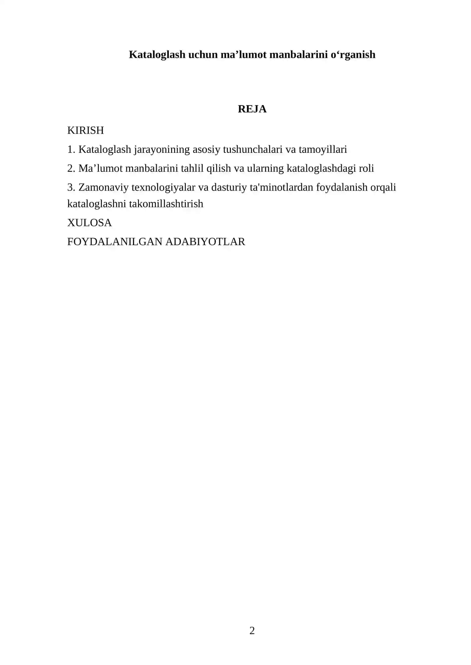 Kataloglash uchun ma’lumot manbalarini o‘rganish 2