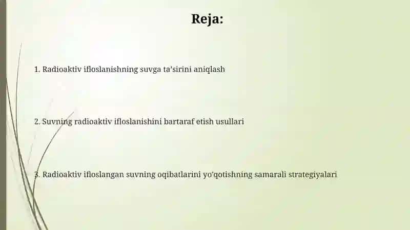 Suvni radiotsion ifloslanish muommolari va oqibatlarni bartaraf etish masalalari 2