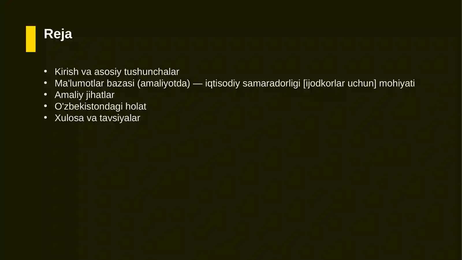 Ma'lumotlar bazasi (amaliyotda) — iqtisodiy samaradorligi [ijodkorlar uchun] 2