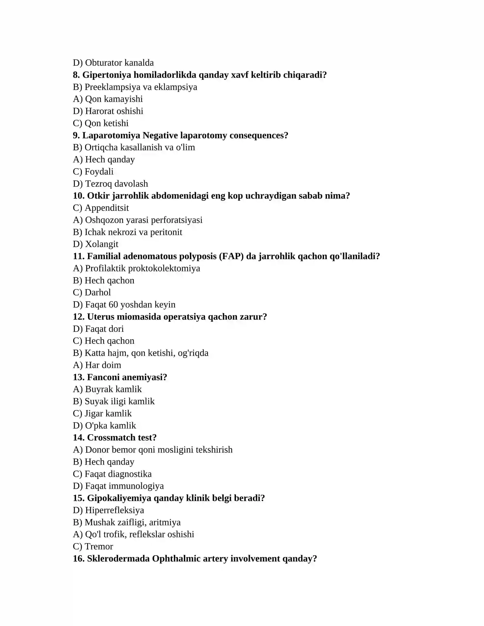 Tibbiyot ish testlari 2