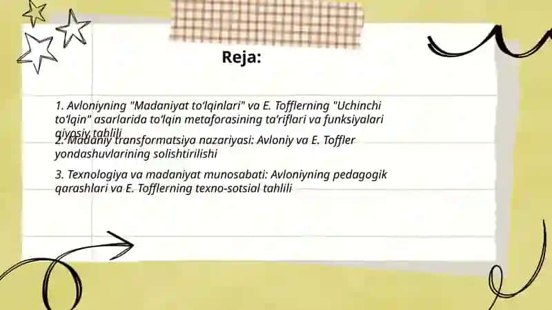 Avlonining madaniyat toʻlqinlari maqolasi va E.Tofflirning uchinchi toʻlqini asari qiyosiy tahlil etish 2