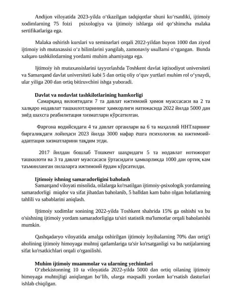 Oʻzbekistonda ijtimoiy ish instutsionallashuvi 2