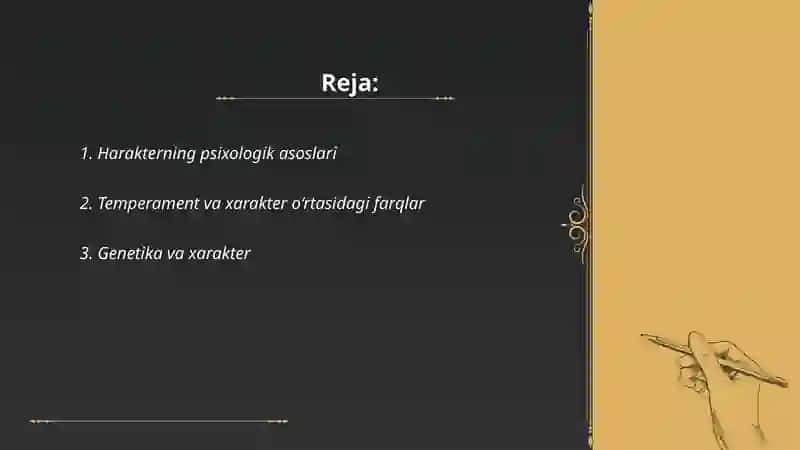 Harakterning olimlar tomonidan talqin qilinishi 2
