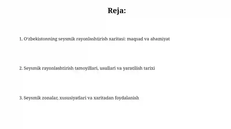 O'zbekiston seysmik rayonlashtirish xaritasi bilan ishlash 2