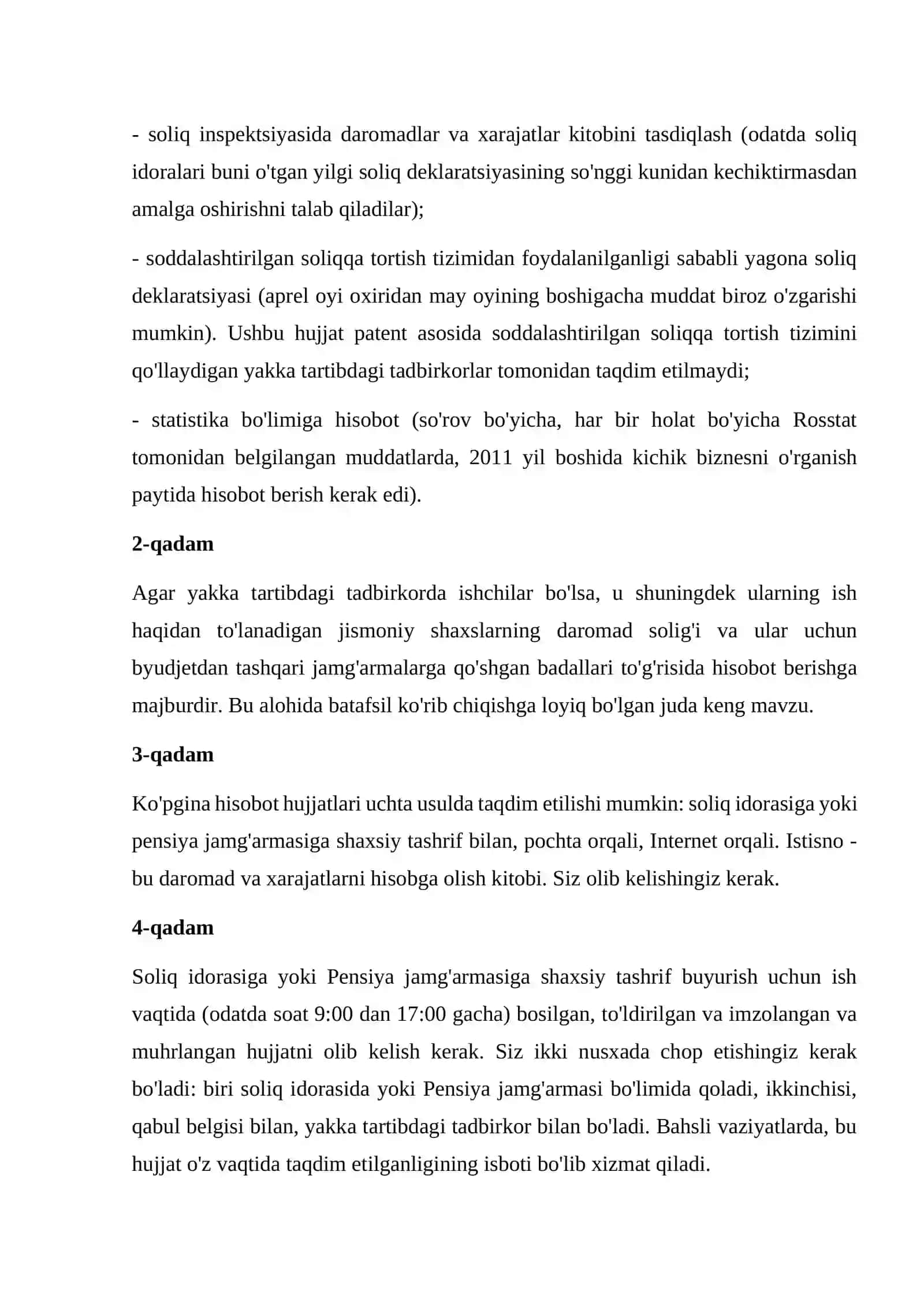 Soliq va statistika xisobotlarini topshirish 2