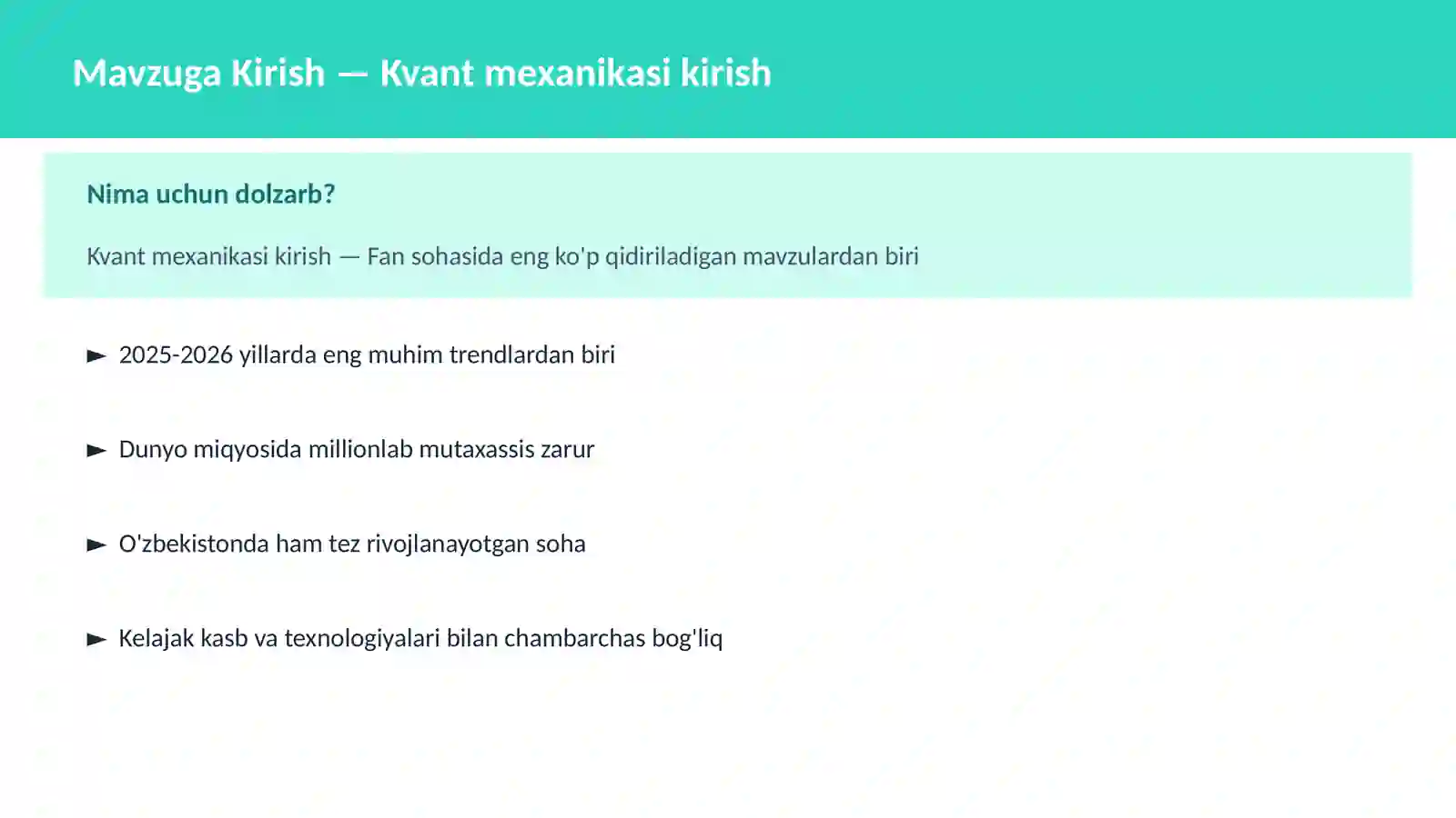 Kvant mexanikasi kirish 2