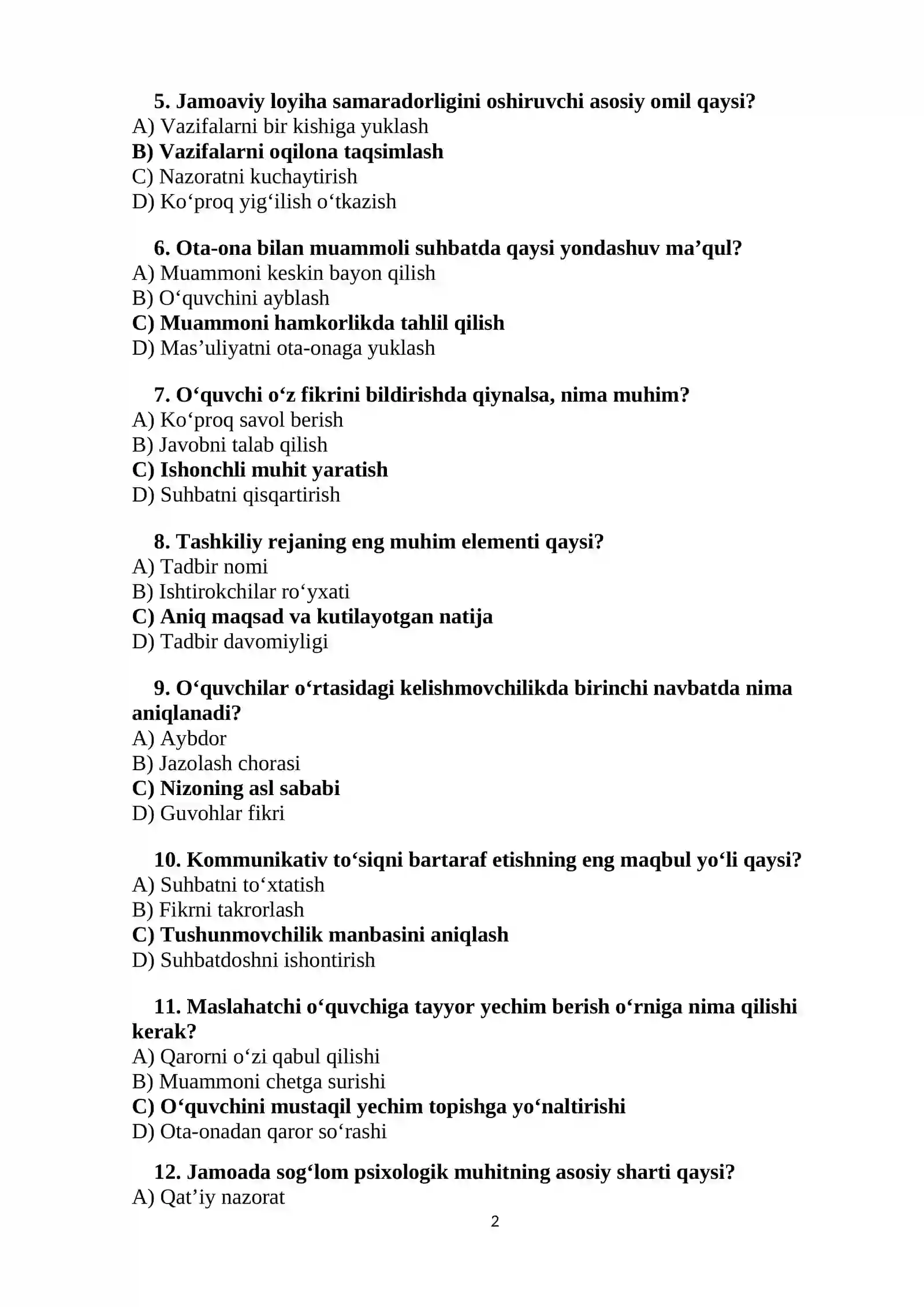 MAKTAB MASLAHATCHISI 1000 TA TEST 2