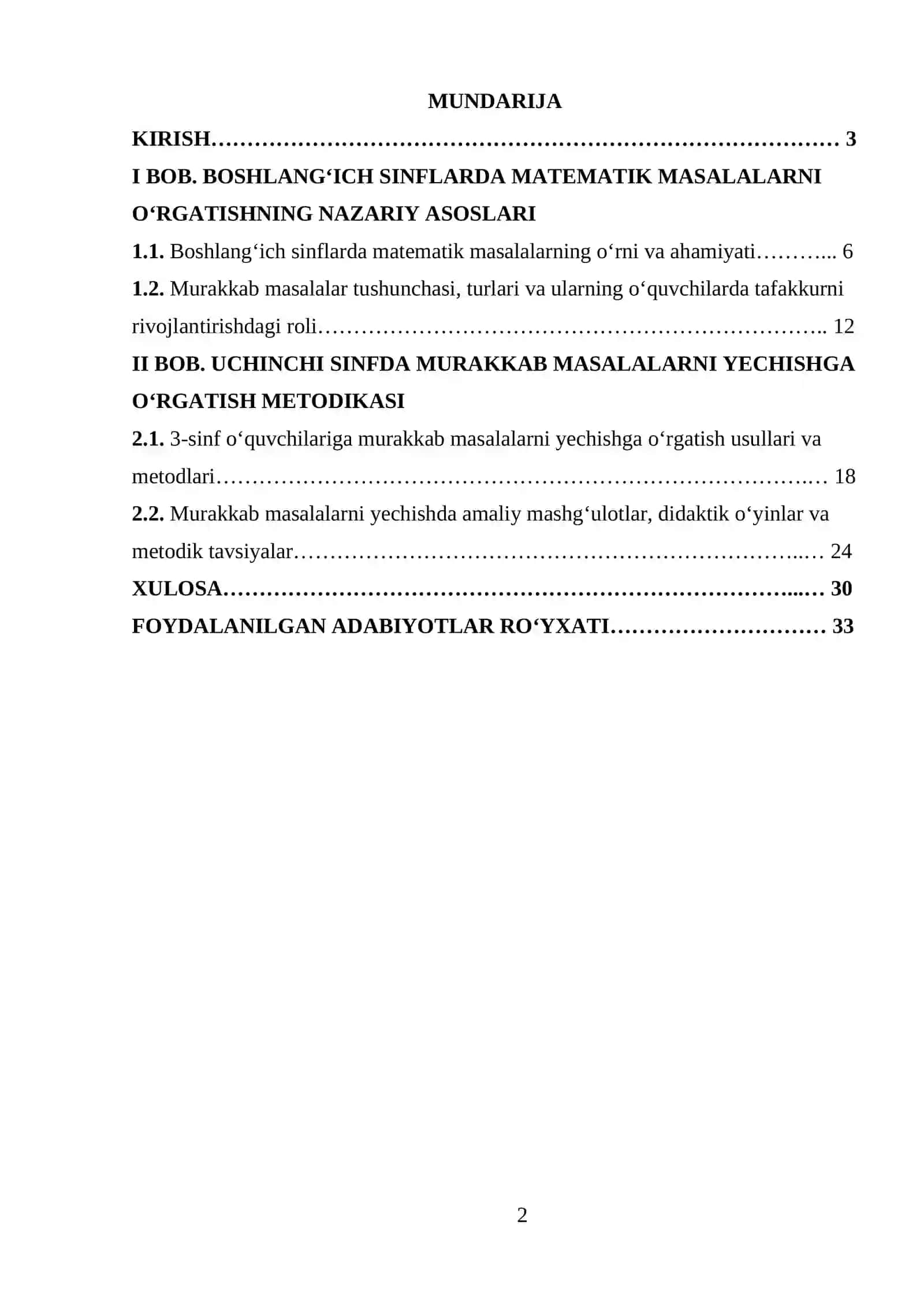 Uchinchi sinfda matematikadan murakkab masala va ularni yechishga oʻrganish metodikasi. 2