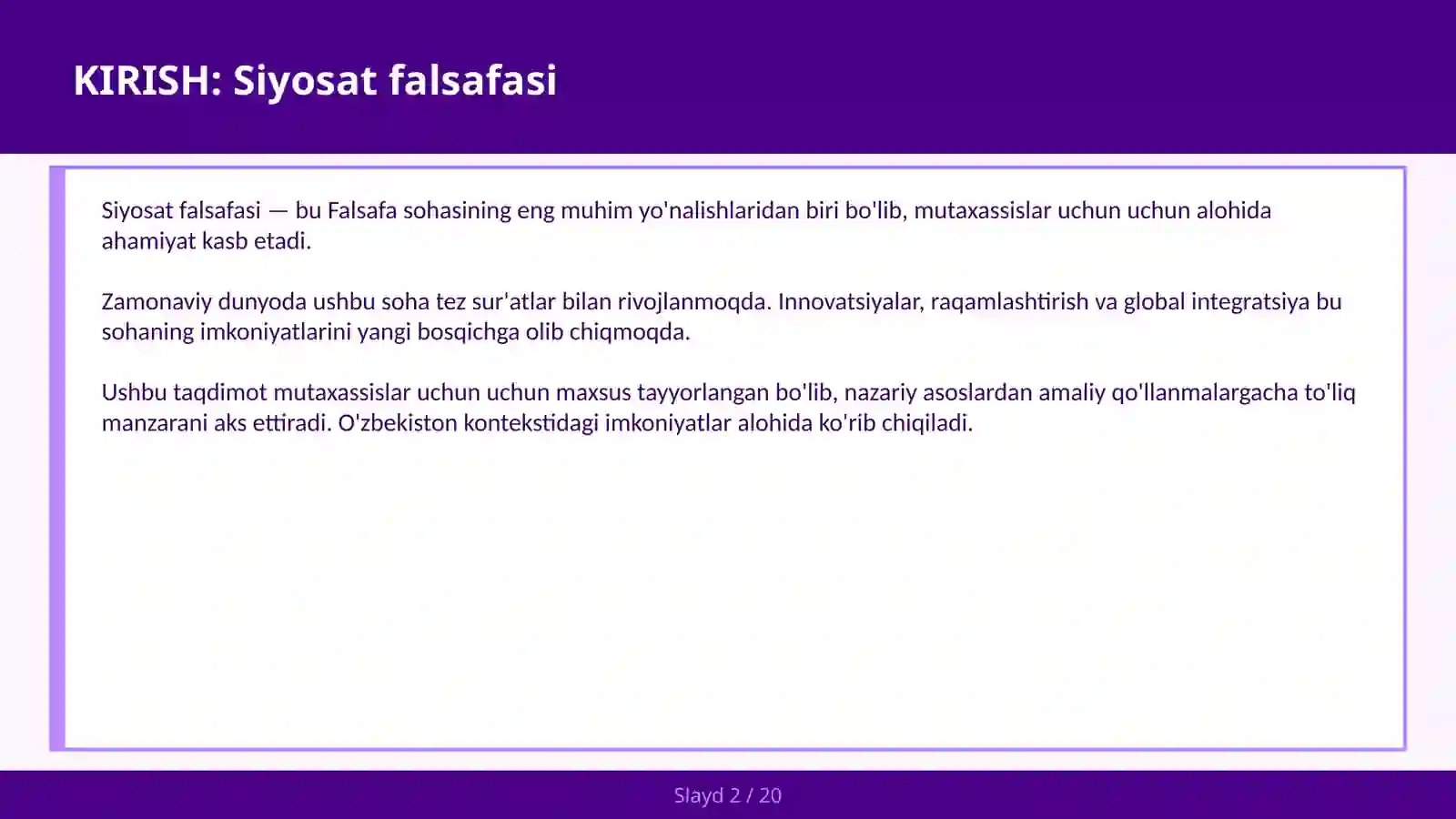 Siyosat Falsafasi 2