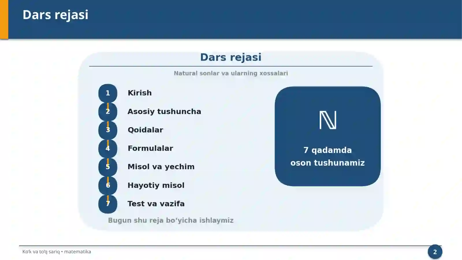 Natural sonlar va ularning xossalari 2