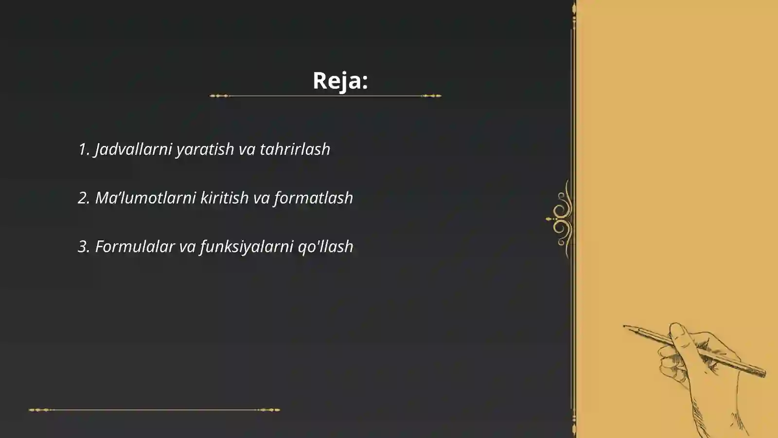 Jadvallar bilan ishlash 2