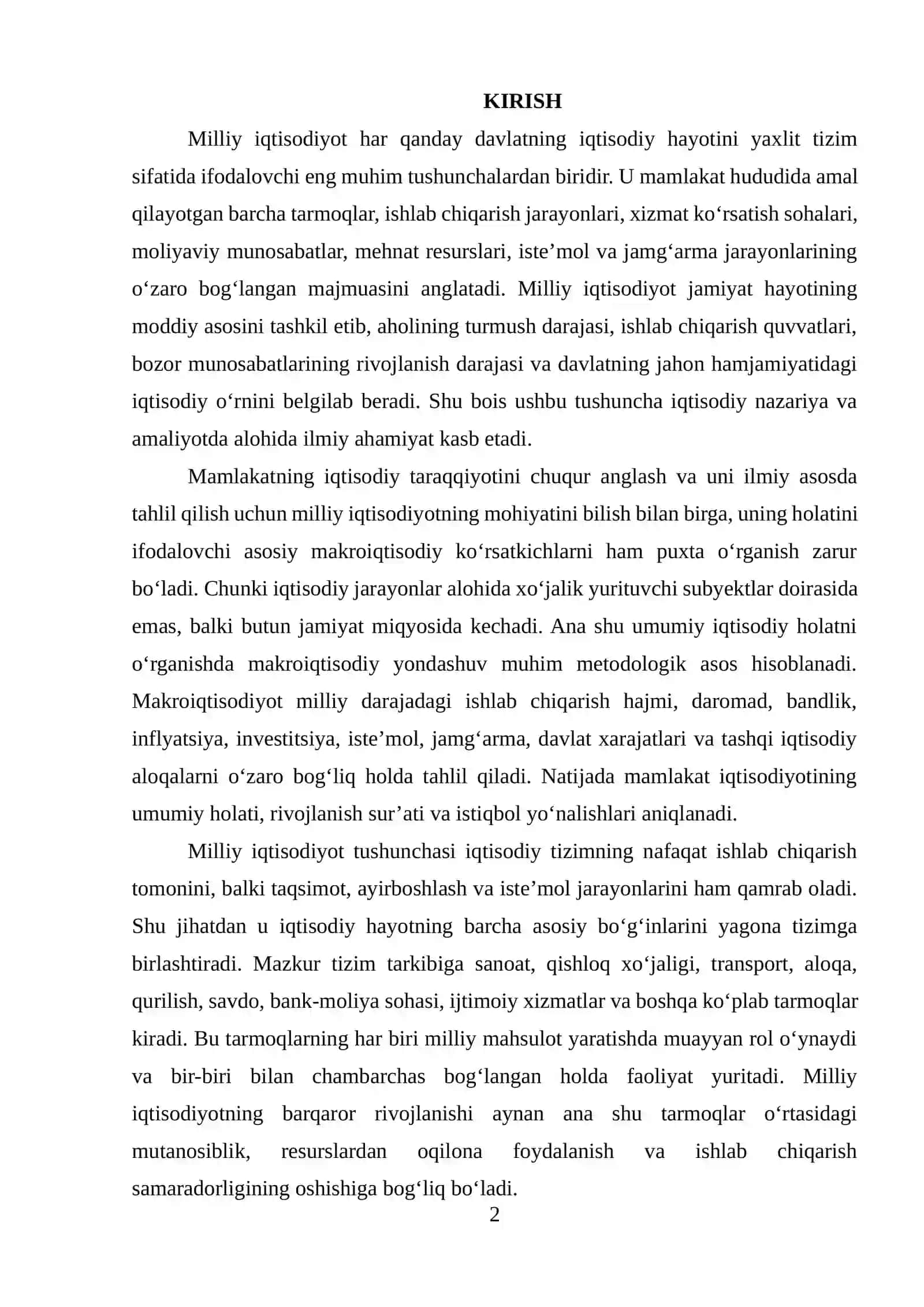 MILLIY IQTISODIYOT VA UNING MAKROIQTISODIY KO‘RSATKICHLARI 2
