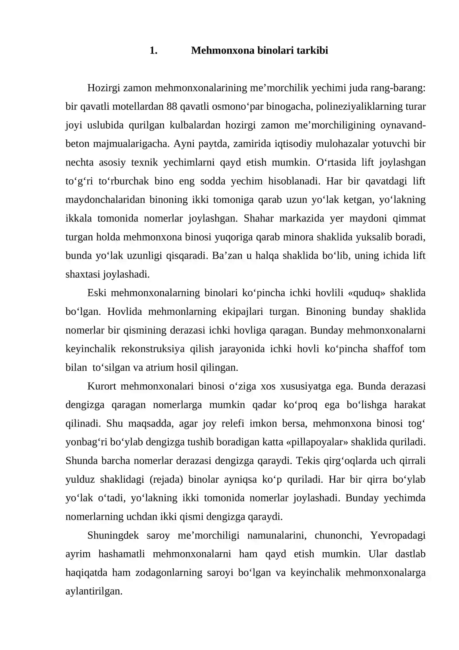 Mehmonxonalarning me’morchilik va texnik yechimlari 2
