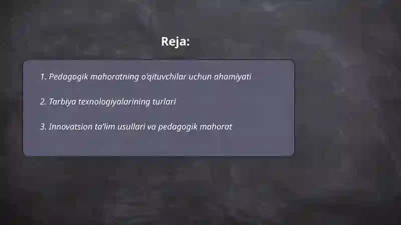 Oʻqituvchining tarbiya texnologiyalarini qoʻllashda pedagogik mahoratning ahamiyati 2
