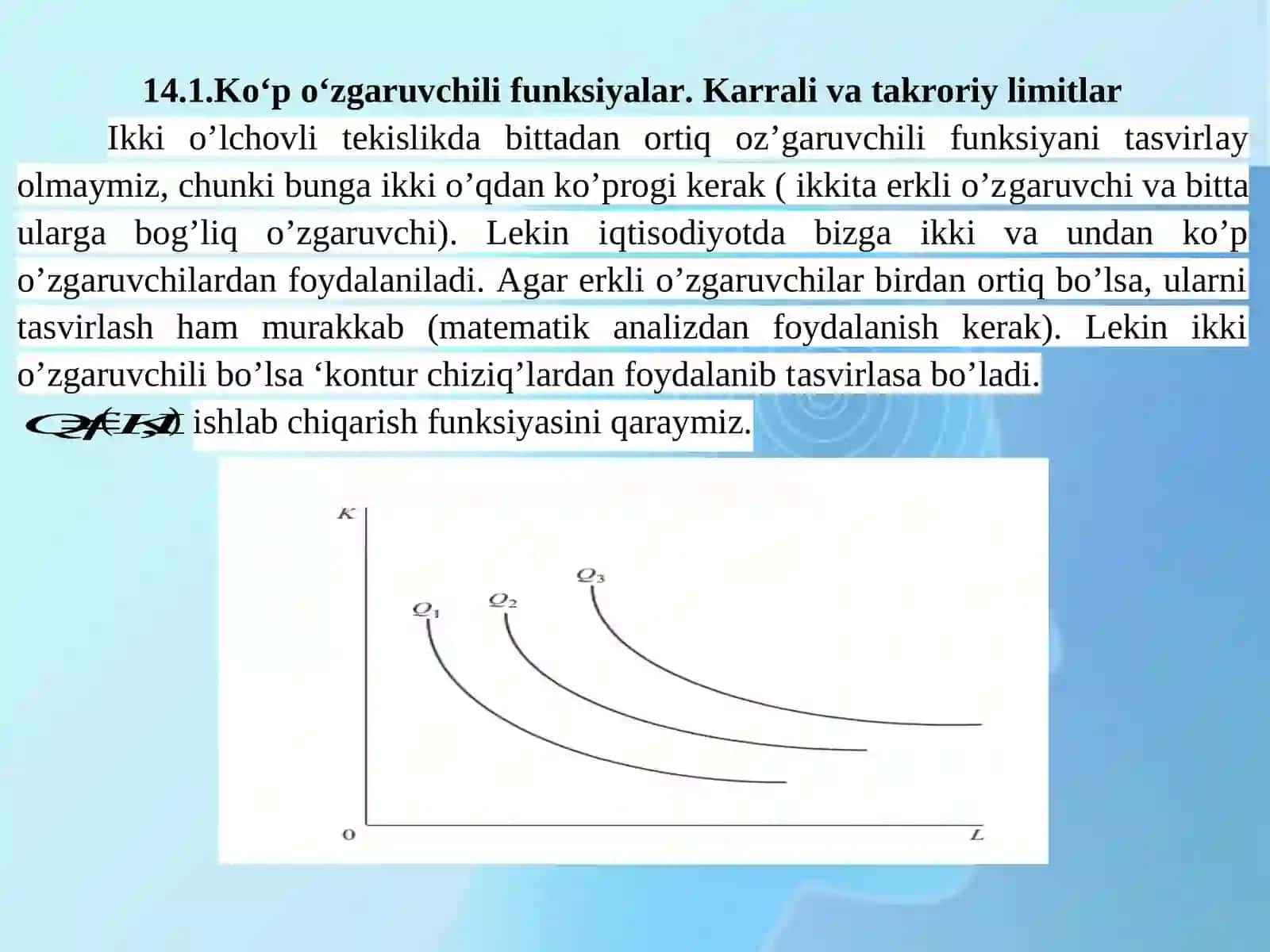 Kо‘p о‘zgaruvchili funksiya differensiali. Xususiy hosila va yuqori tartibli differensiallar 2