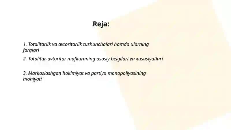 Totalitar-avtoritar mafkuralar mohiyati va vujudga kelish sabablari 2