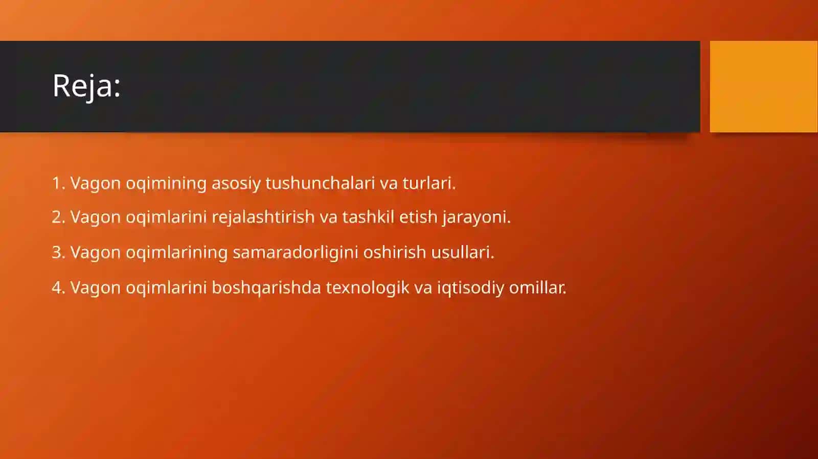 Vagon oqimlarini tashkil etishning  nazariyasi 2