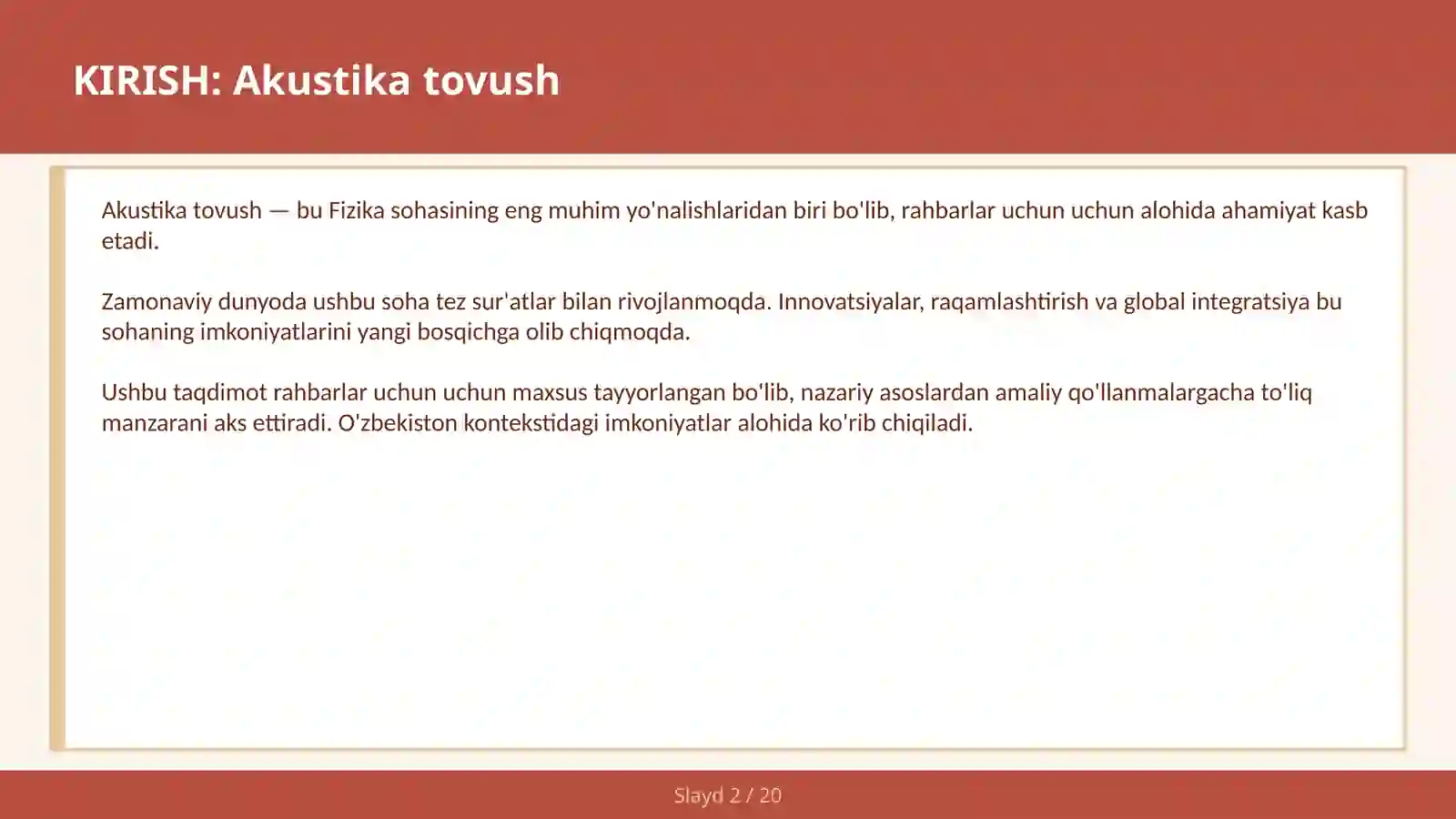 AKUSTIKA TOVUSH 2