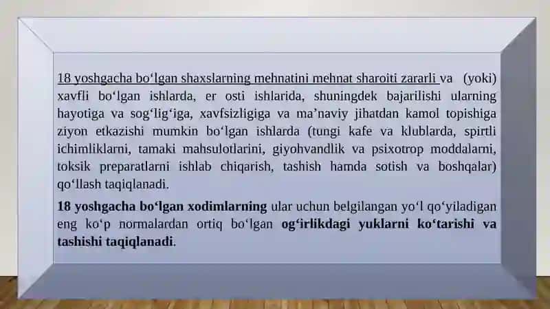 18 YOSHGACHA BO‘LGAN XODIMLARNING MEHNATINI HUQUQIY JIHATDAN TARTIBGA SOLISHNING O‘ZIGA XOS XUSUSIYATLARI 2
