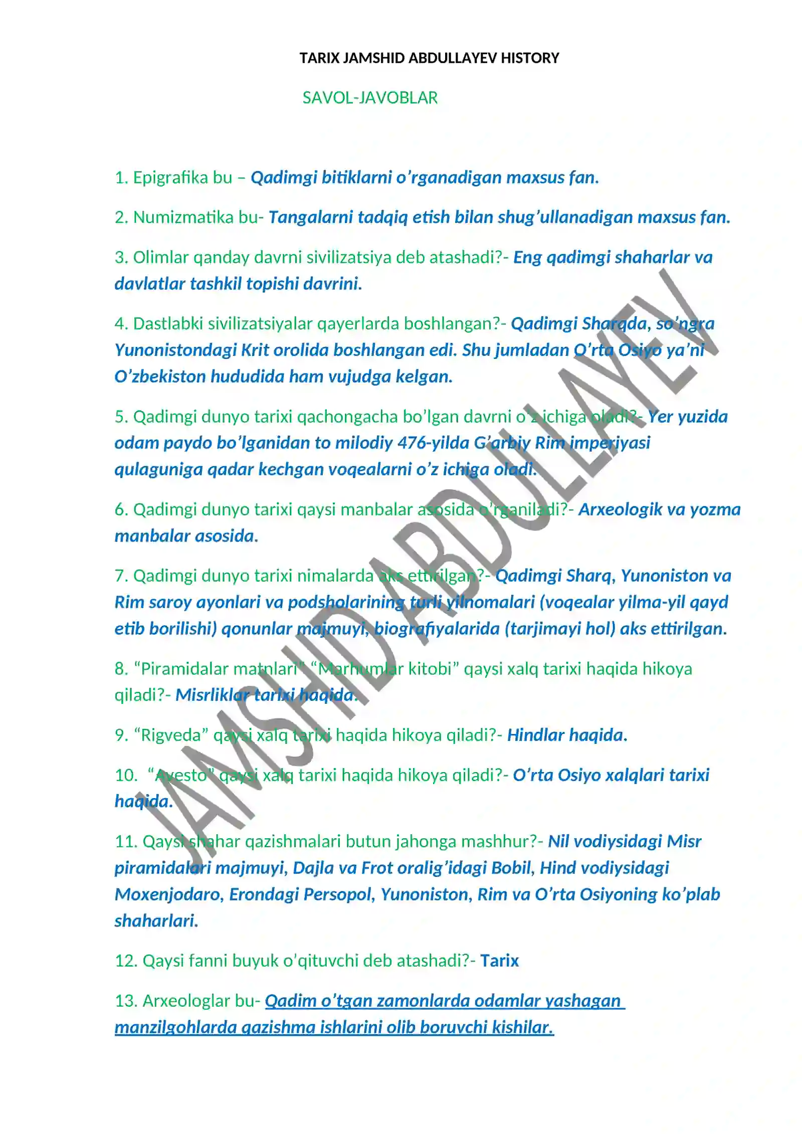 TARIX JAMSHID ABDULLAYEV HISTORY 2