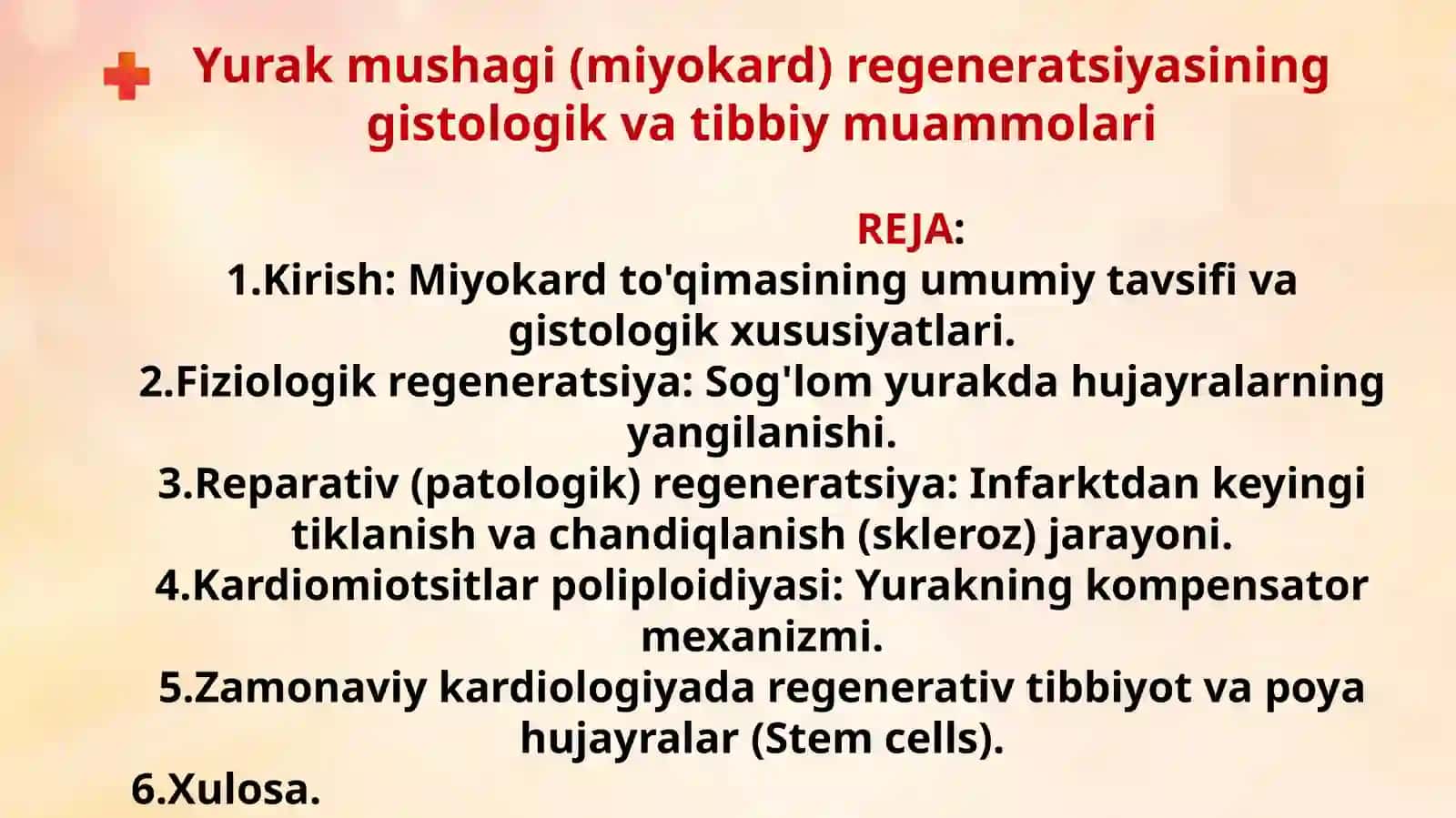Yurak mushagi (miyokard) regeneratsiyasining gistologik va tibbiy muammolari 2