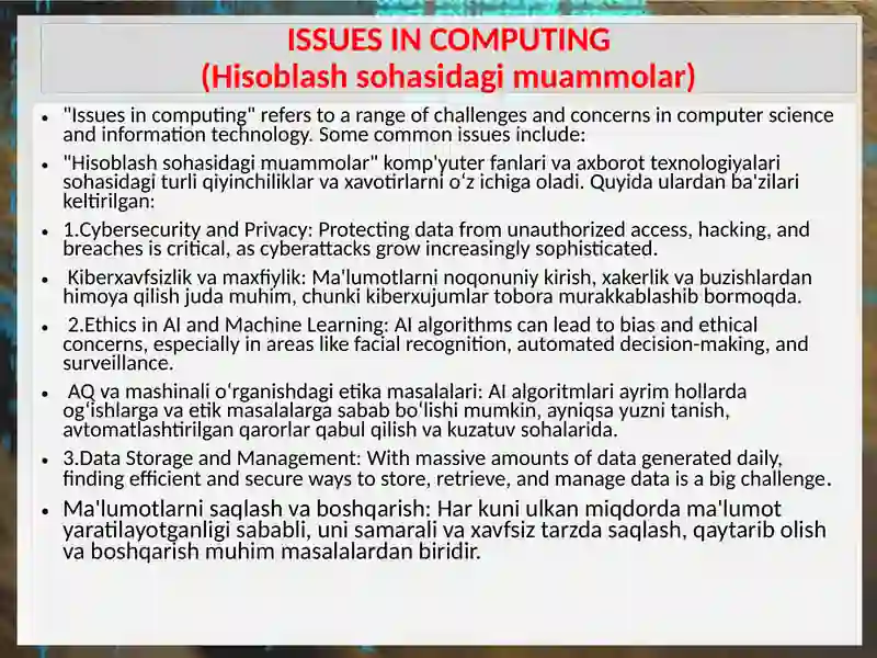 Issues in computing 2