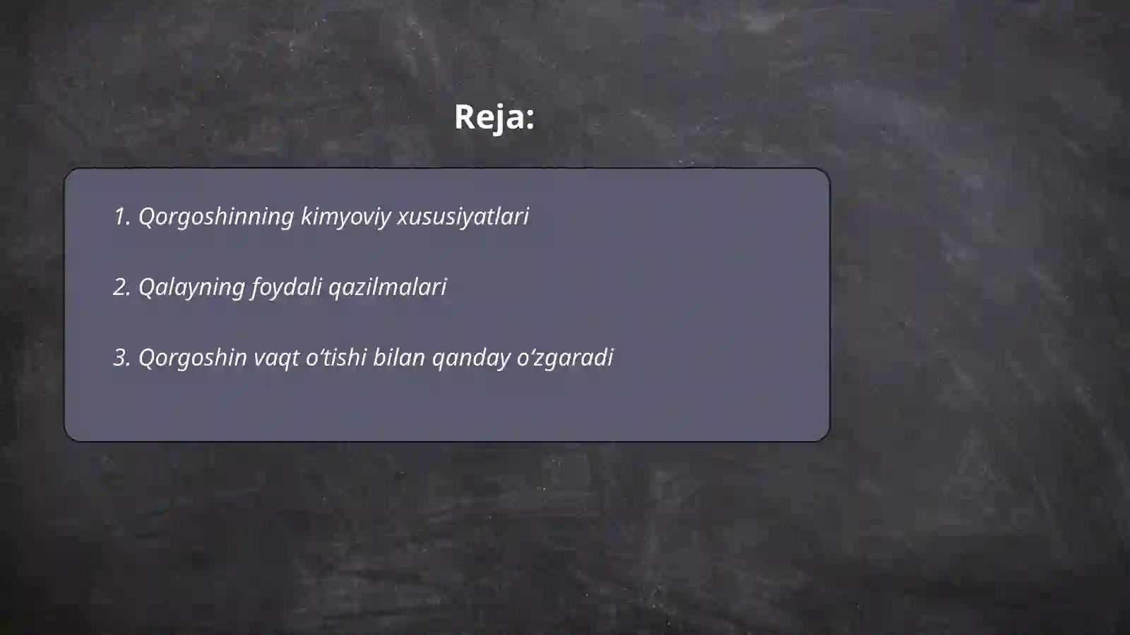 Qorgoshin va qalay birikmalari 2