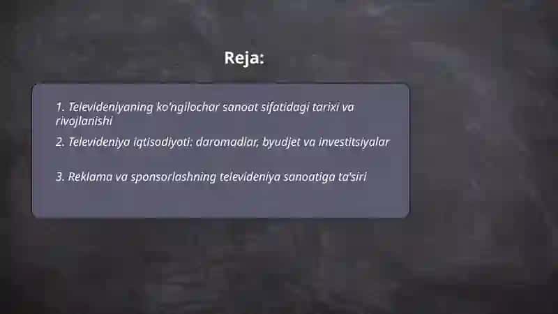 Televidenie - koʻngilochar sanoat sifatida 2