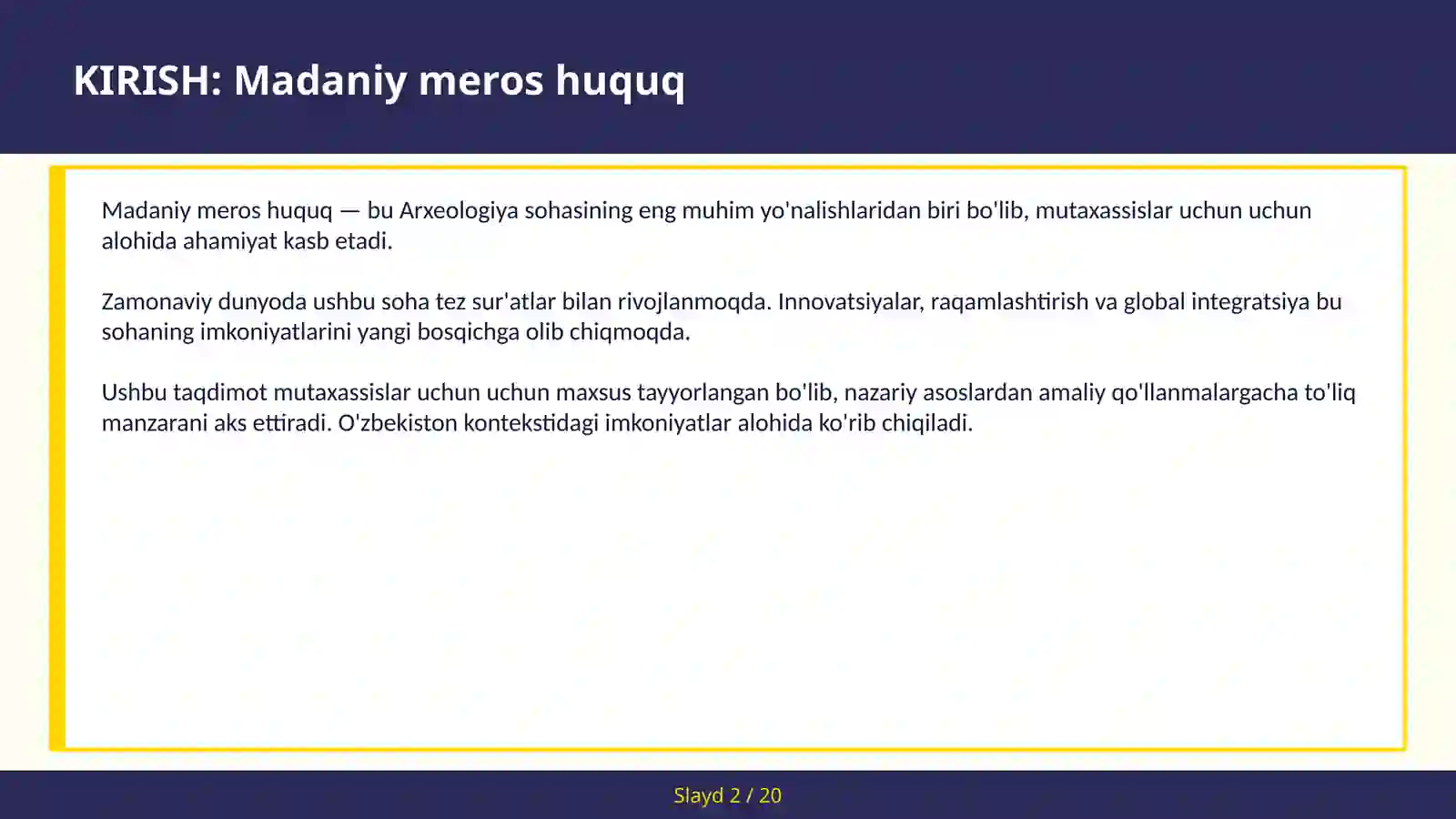 Madaniy meros huquq 2