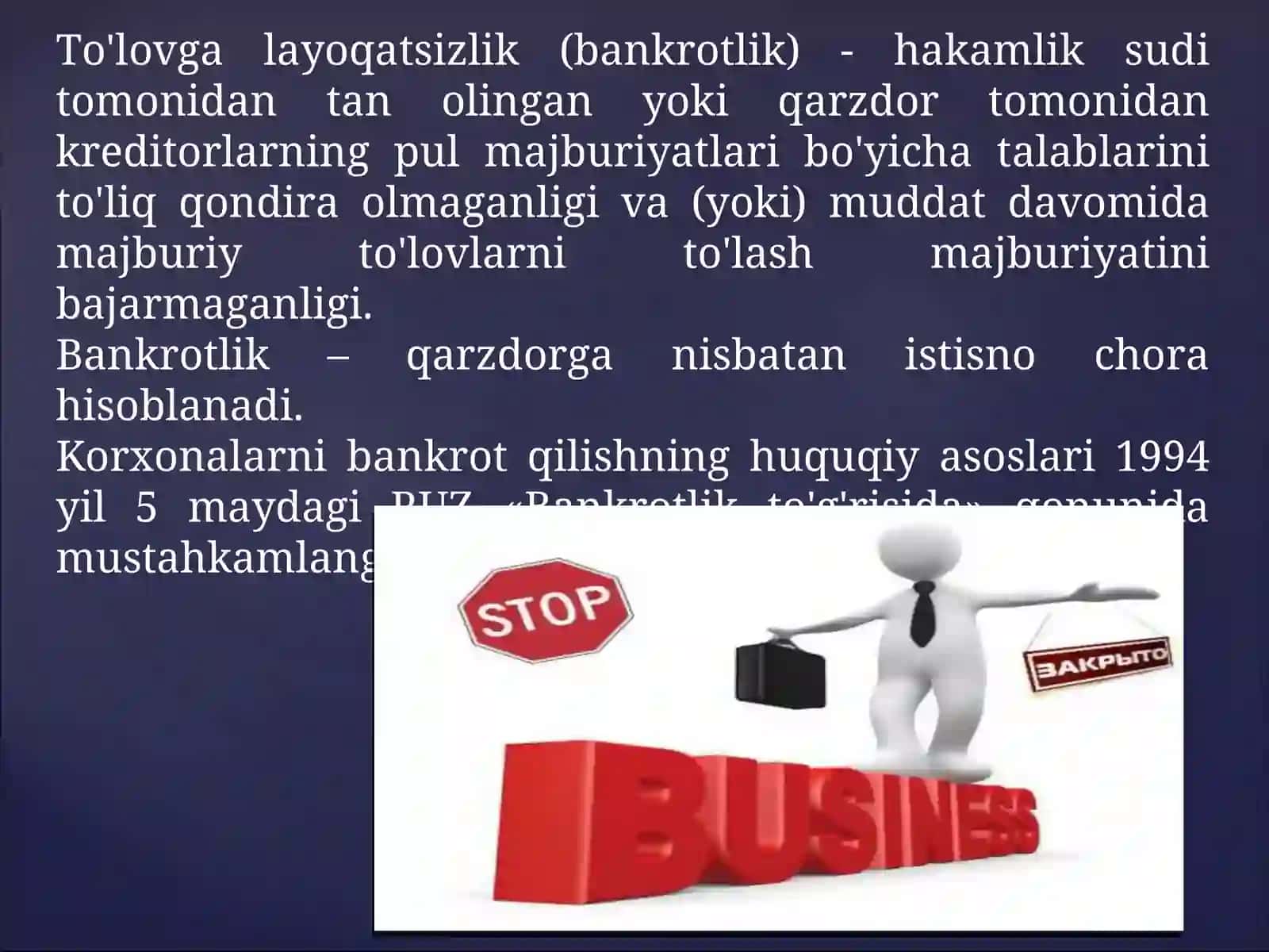 Bankrotlik tushunchasi va belgilari 2