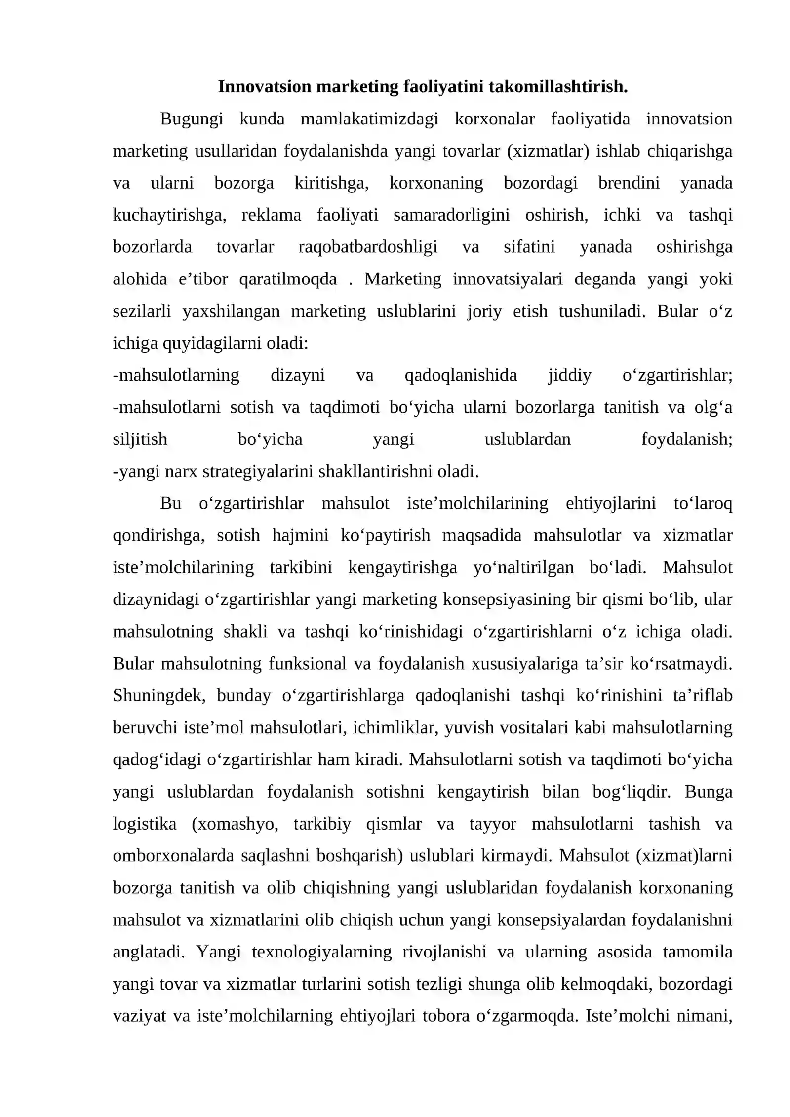 Innovatsion marketing faoliyatini takomillashtirish 2